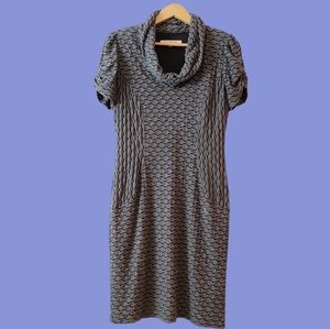 Vintage Evan Picone Grey Knit Y2K 90s Grunge Cowl Neck Midi Sweater Dress 10